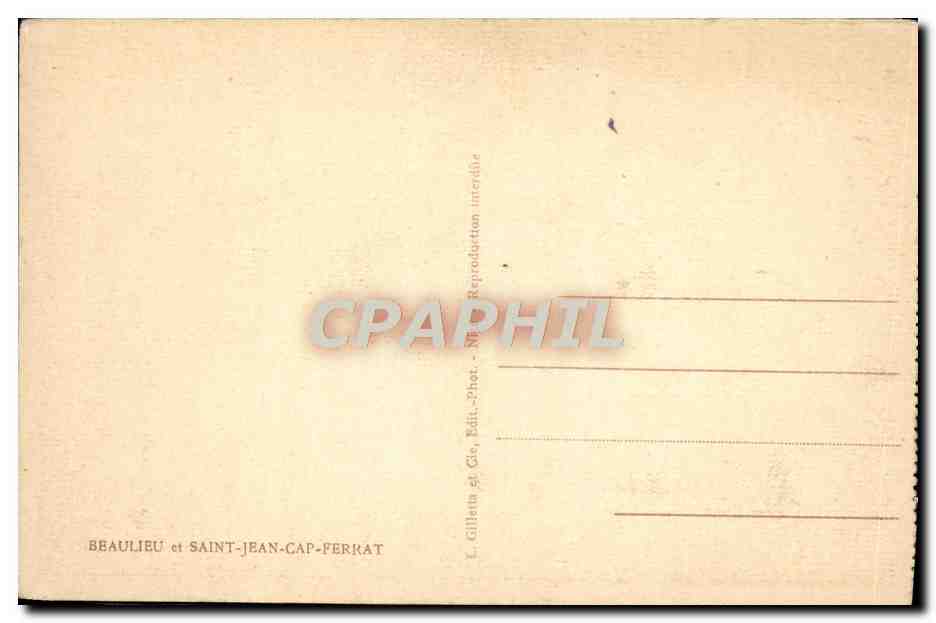 CPA Beaulieu et Saint Jean Cap Ferrat — Rückseite