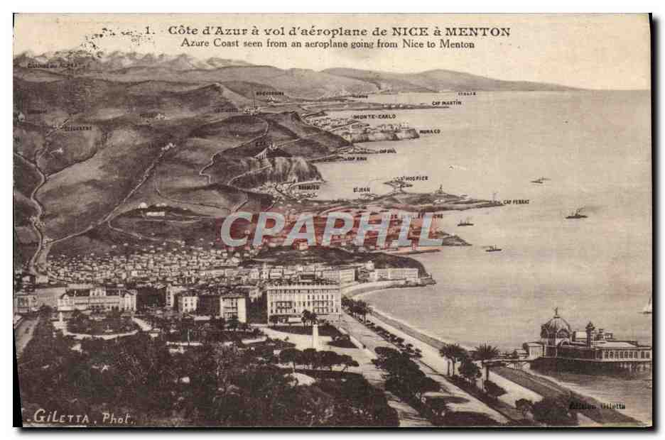 CPA La Cote D'Azur Vol D'Aeroplane De Nice A Menton