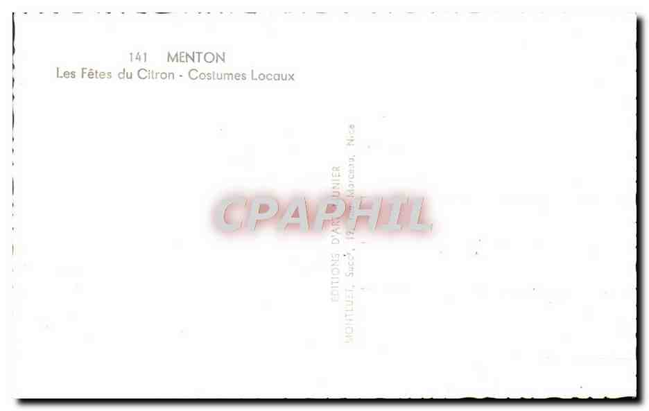 CPM Menton Les Fetes Du Citron Costumes Locaux folklore — Rückseite