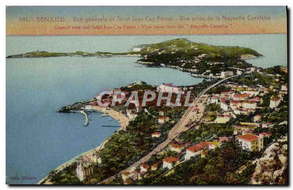 Beaulieu - Vue générale et Saint Jean Cap Ferrat - Vue prise de la Nouvelle Corniche