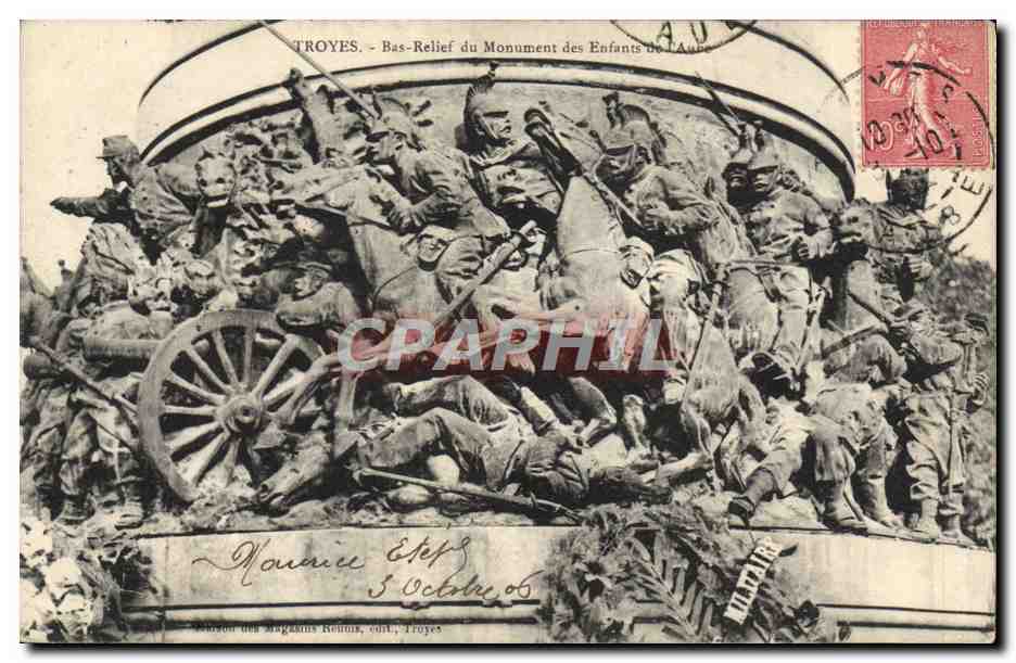 CPA Troyes Bas Relief Du Monument Des Enfants De I'Aube
