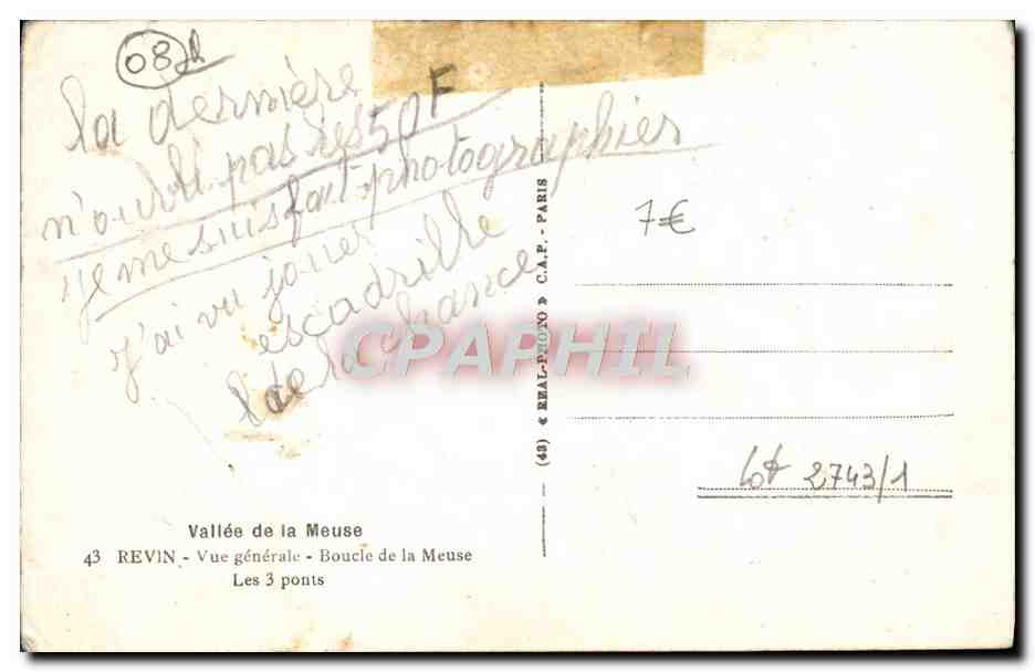CPA Revin Vue Generale Boucle De La Meuse Les 3 ponts — Rückseite