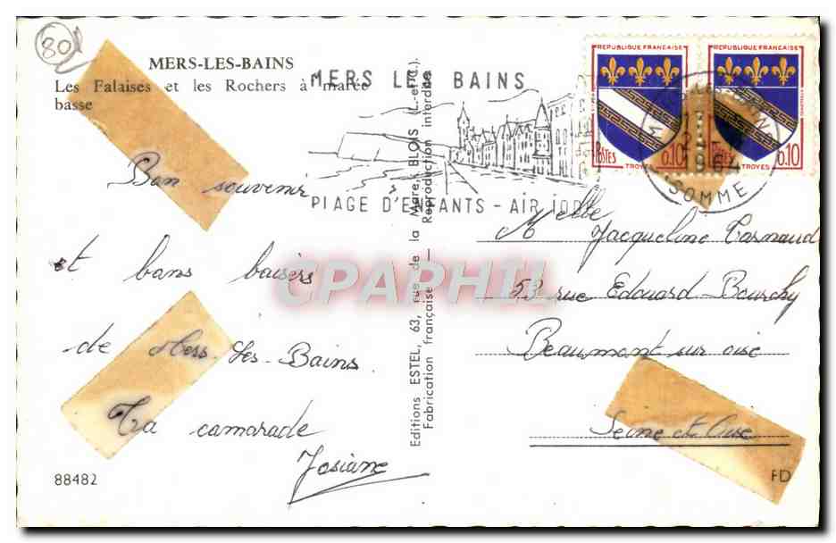 CPM Mers Les Bains Falaises Et Les Rochers a maree basse — Verso
