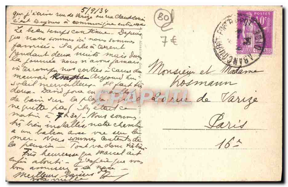 CPA Mers Les Bains La Plage — Verso