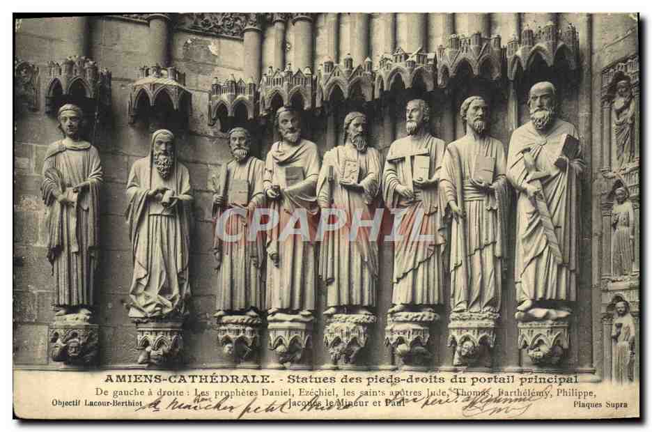 Amiens-Cathédrale — Statuettes des pieds-droits du portail principal — Objectif Lacour-Berthiot