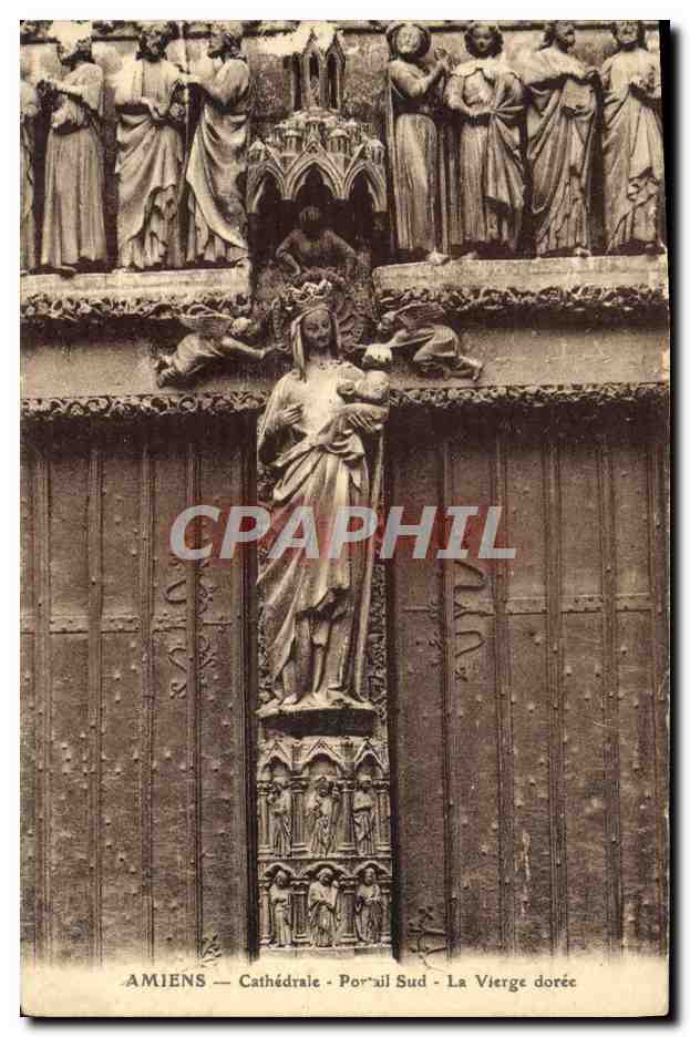 CPA Amiens Cathedrale Portail Sud La Vierge Doree