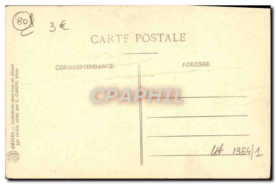 CPA Amiens Cathedrale Portail Sud La Vierge Doree — Rückseite