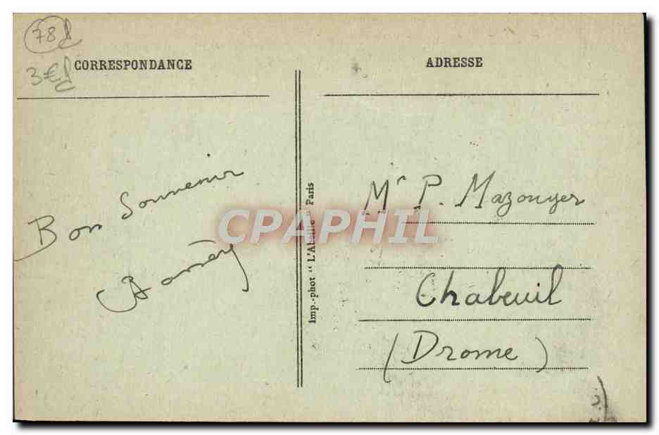 St-GERMAIN-en-LAYE - Le Château (XVIe siècle) vu du Parterre — Imp. phot. L'Albatre, Paris, n°55 — Verso