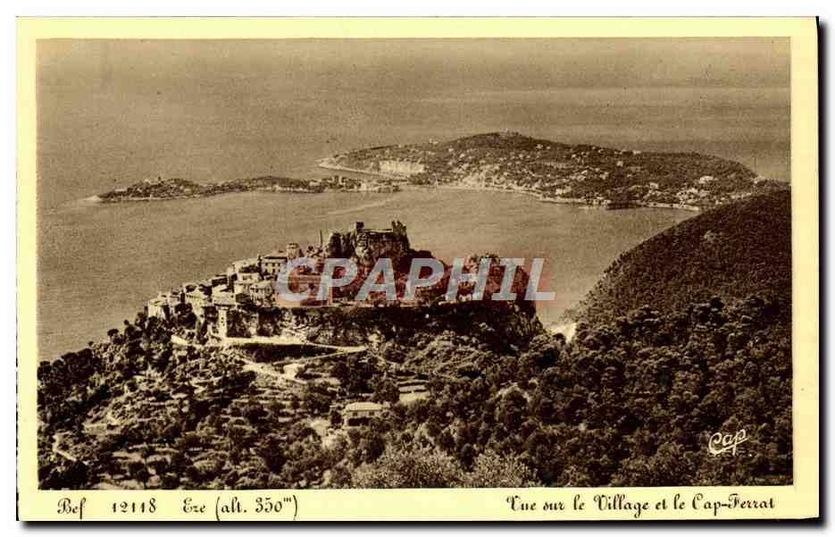 CPA Eze Vue Sur Le Village Et Le Cap Ferrat