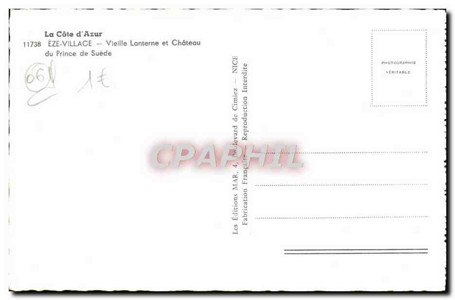 Éze-Village — Vieille Lanterne et Château du Prince de Suède — Les Éditions MAR, 4, Boulevard de Cimiez — Nice — Reverso