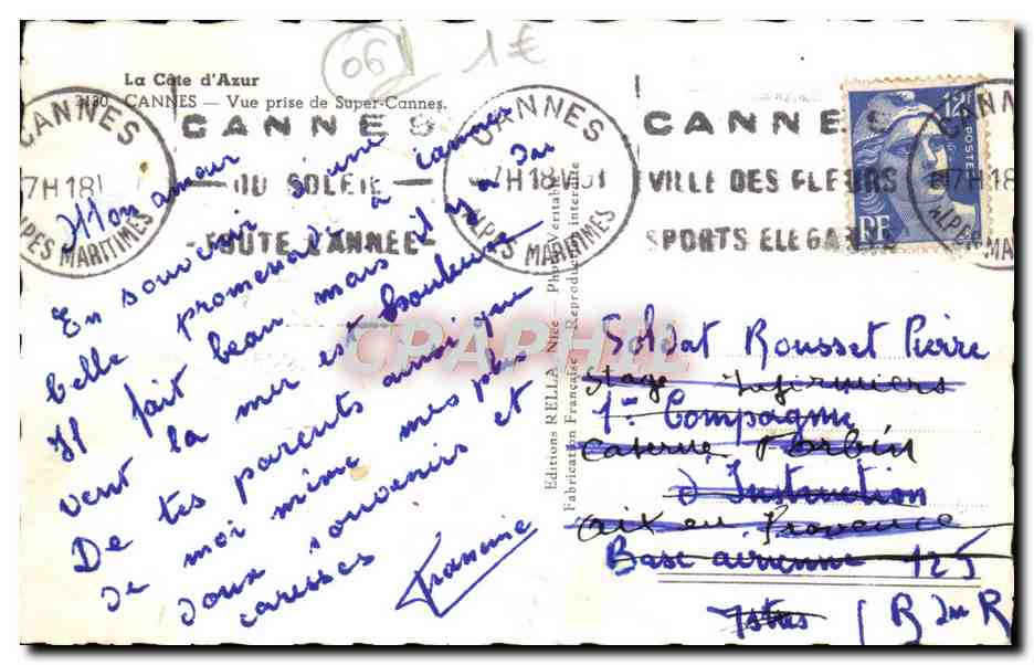 CPM Cannes Vue Prise De Super CAnnes — Verso