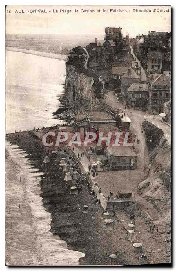 CPA Ault Onival La Plage Le Casino Et Les Falaises Direction D'Onival