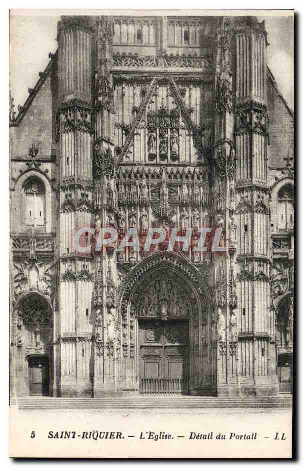 CPA Saint Riquier L'Eglise Detail Du Portail