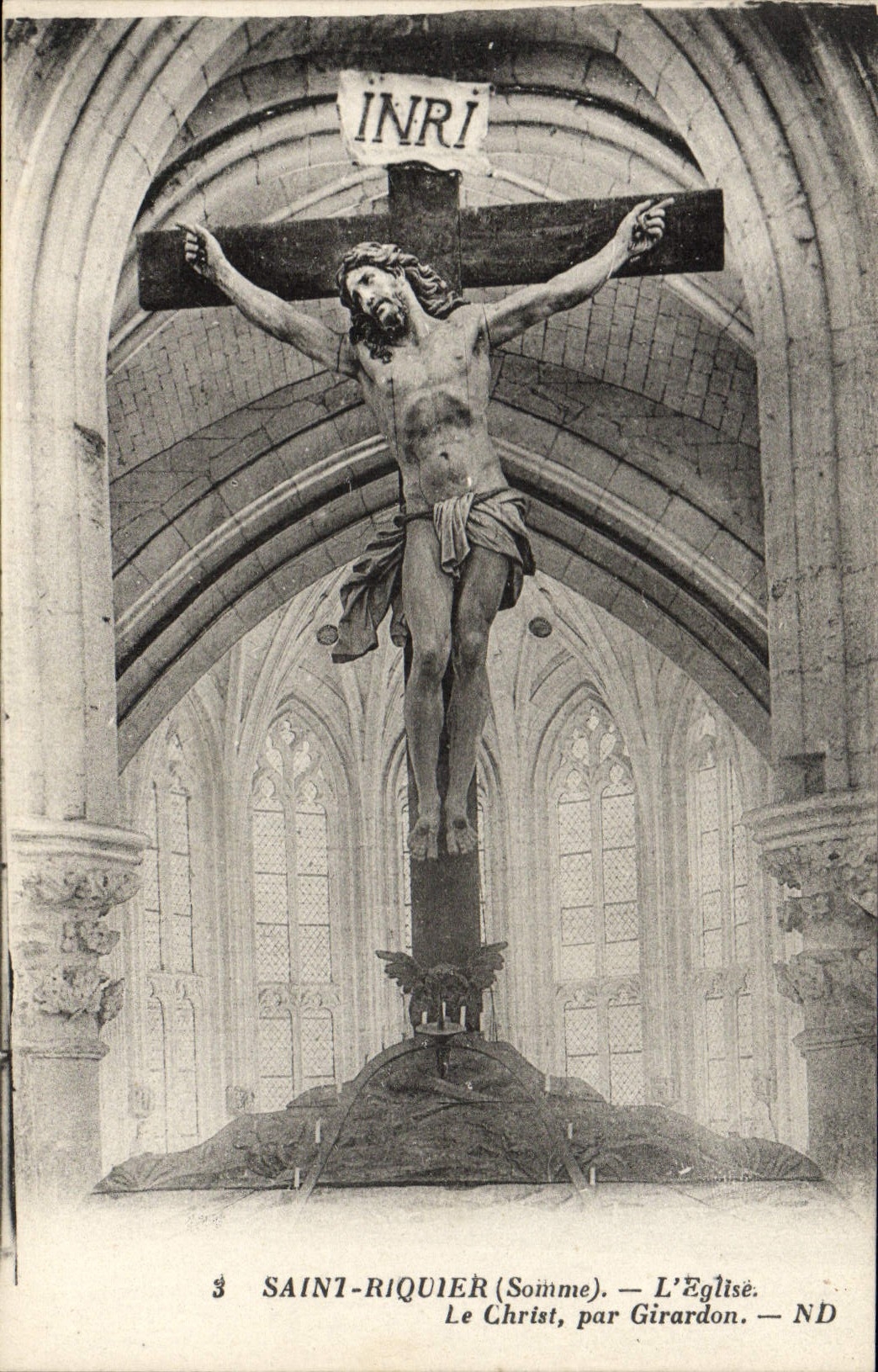 CPA Saint Riquier L'Eglise Le Christ Par Girardon