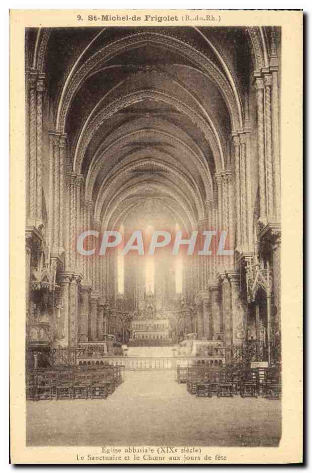 St-Michel-de-Frigolet (B.d.u.Rh.) — Église abbatiale (XIXe siècle) — Le Sanctuaire et le Chœur aux jours de fête — Édition Artistic et Pèlerinage