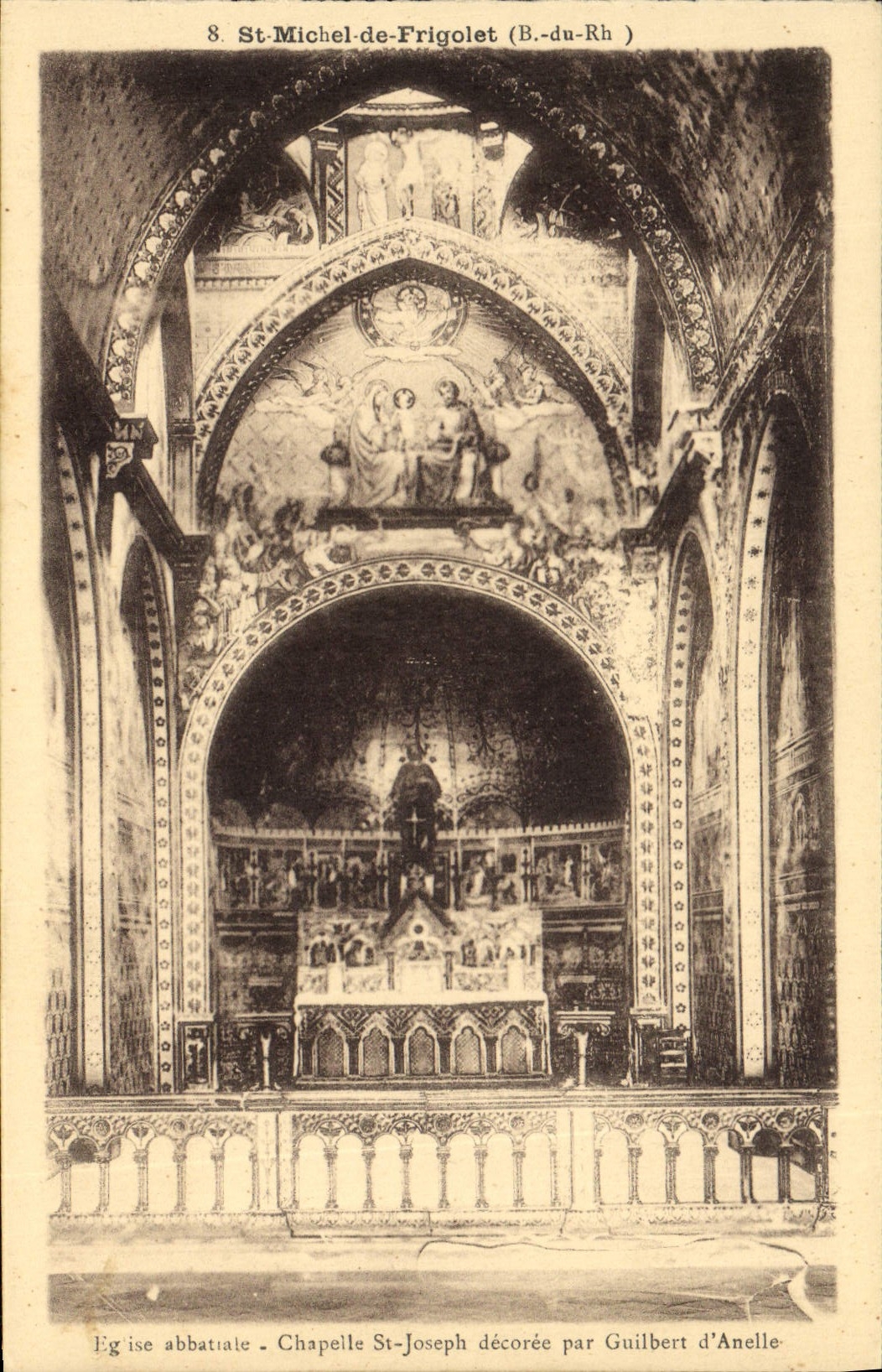 CPA St Michel de Frigolet Eglise abbatiale Chapelle St Joseph decoree par Guilbert d'Anelle