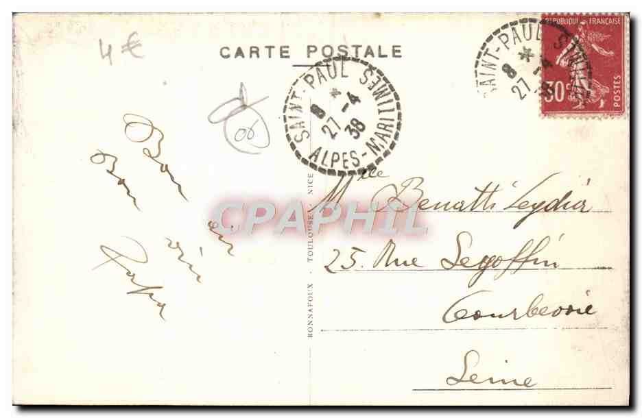CPA Saint Paul Du Var Auberge de la Colombe d'Or Un coin des terrasses — Rückseite