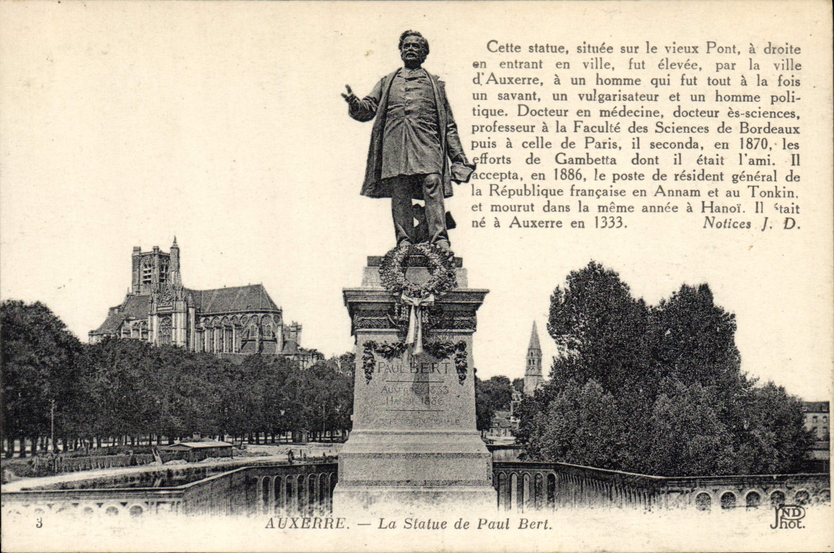 CPA Auxerre La Statue de Paul Bert