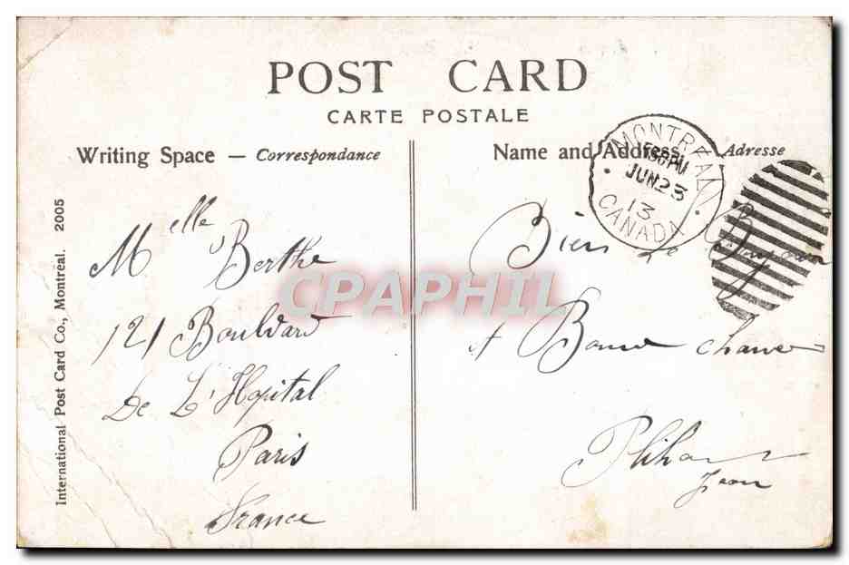 CPA Montreal Hotel Place Viger et Gare du CPR — Back