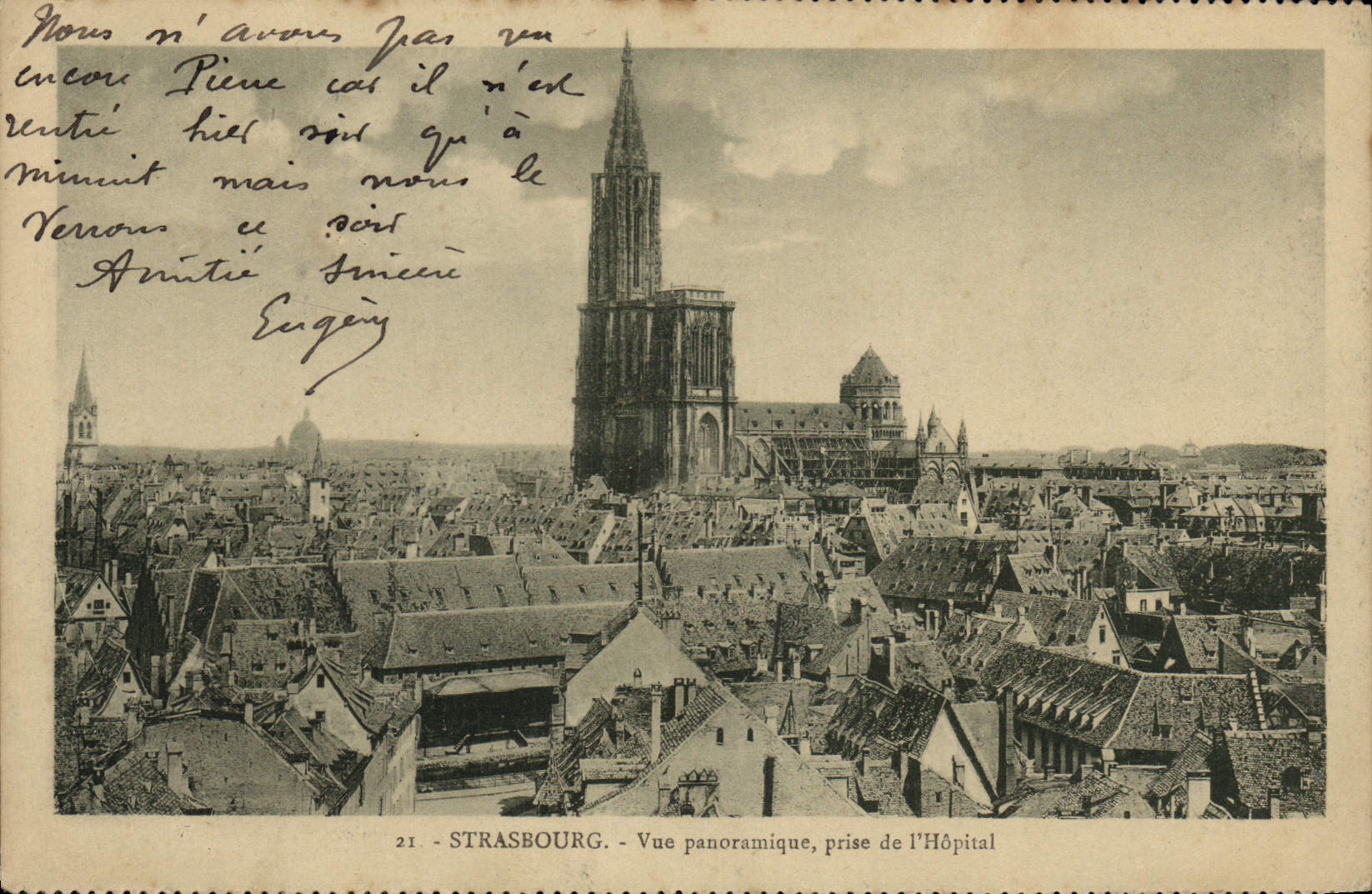 CPA Strasbourg Vue Panoramique Prise de L'Hopital