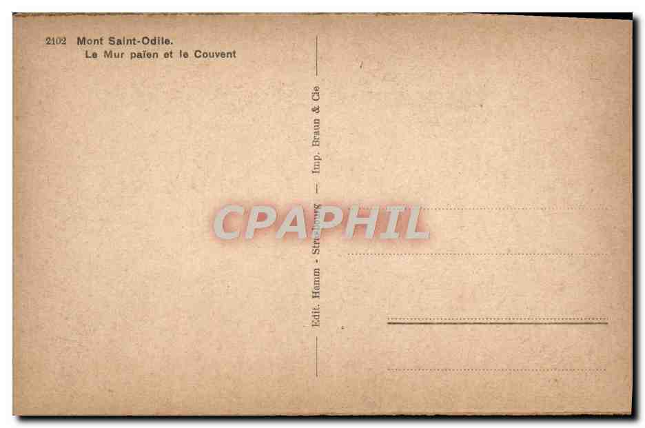 CPA Mont Saint Odile Le Mur Palen et Couvent — Verso