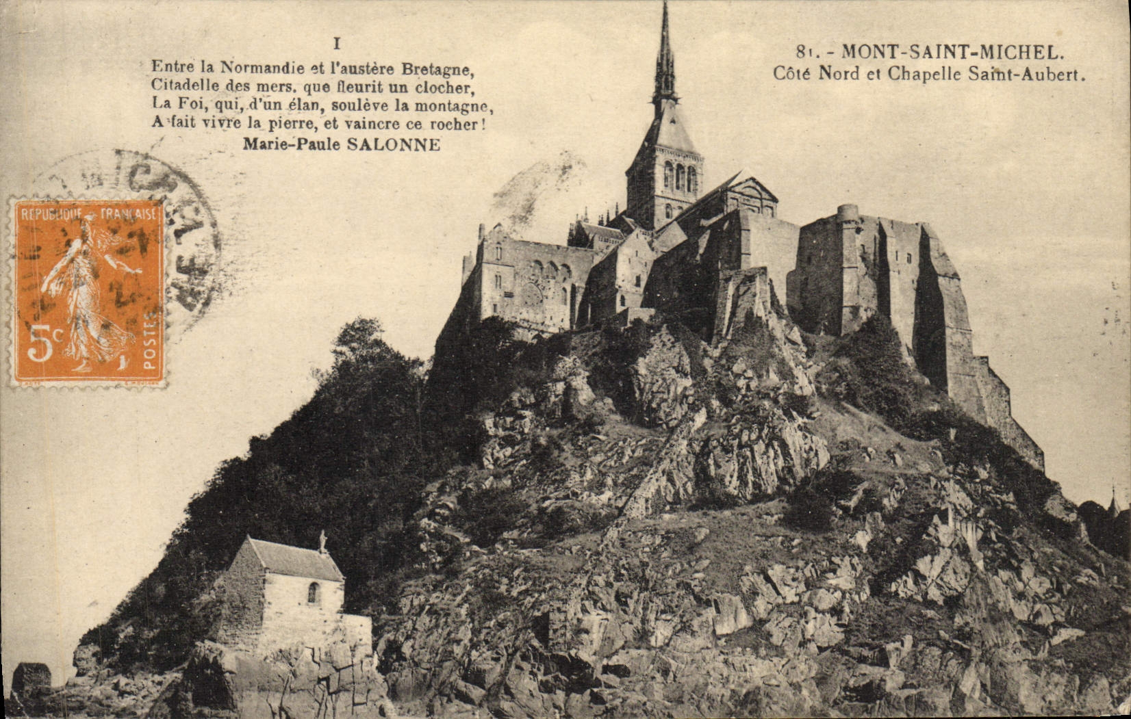 Mont-Saint-Michel — Côté Nord et Chapelle Saint-Aubert — J. Nozais, Nantes