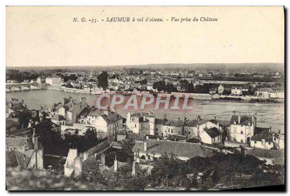 CPA Saumur a Vol d'Oiseau Vue Prise du Chateau