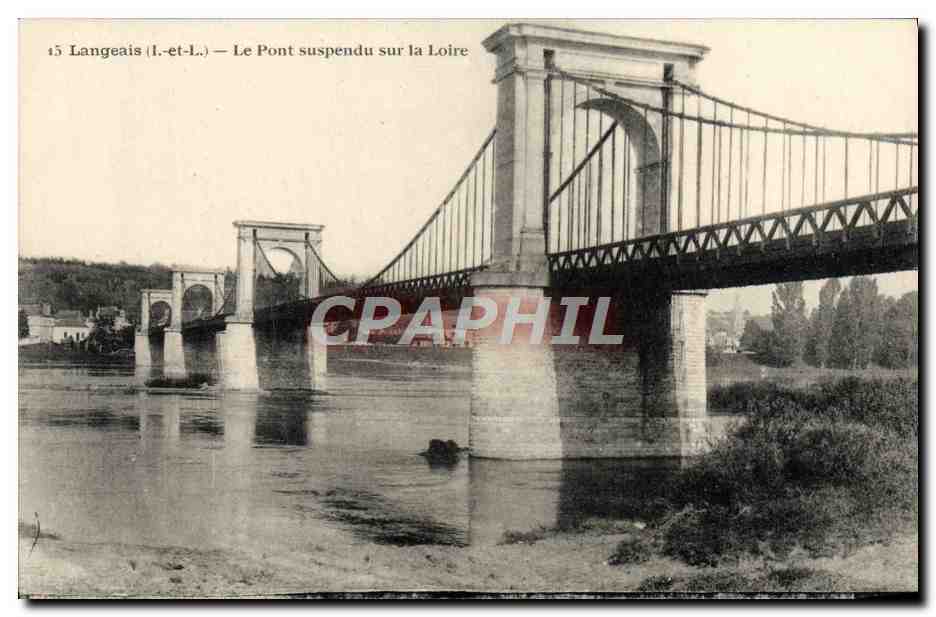 CPA Langeais Le Pont Suspendu Sur la Loire