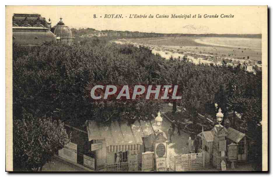 CPA Royan L'Entree du Casino Municipal et la Grande Conche 