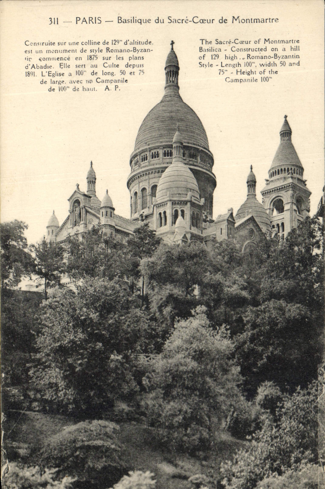 Paris — Basilique du Sacré-Cœur de Montmartre — A.P.