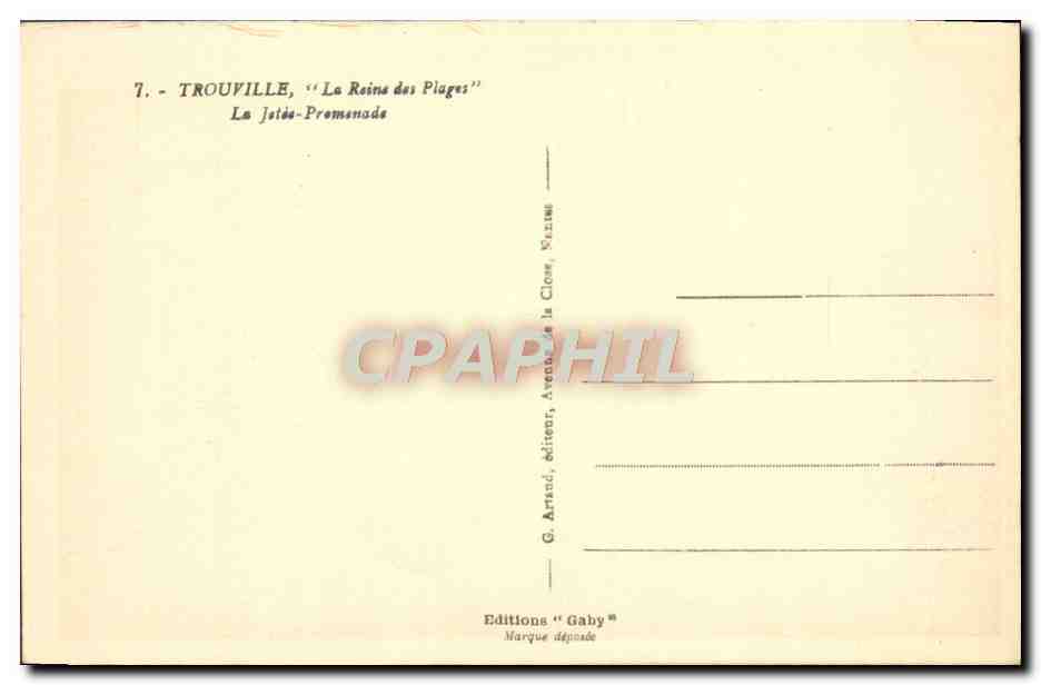 CPA Trouville La Reine des Plage La jetee promenade — Verso