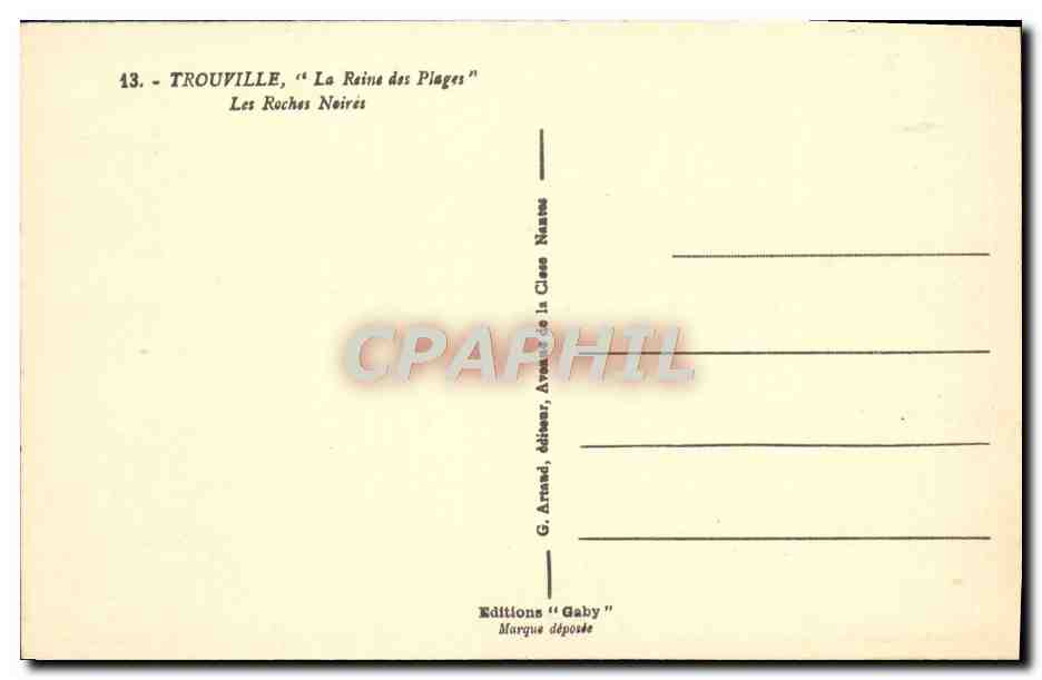 Trouville, "La Reine des Plages" — Les Roches Noires — Éditions Gaby, Nantes — Rückseite