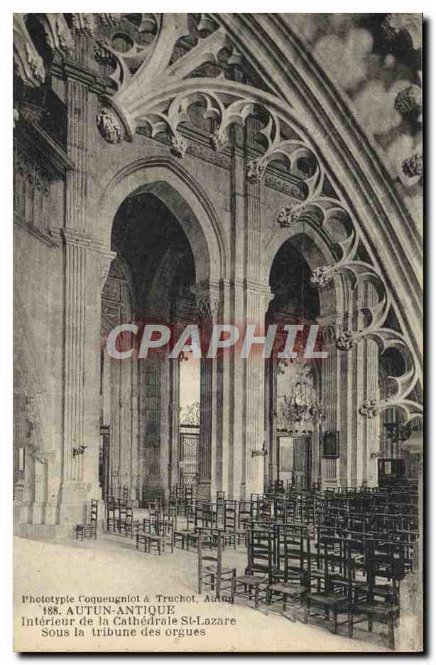 CPA Autun Interieur de la cathedrale St Lazare Sous la tribune des orgues 
