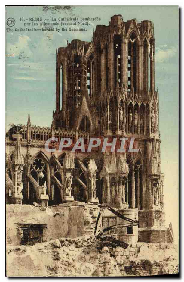 Reims — La Cathédrale bombardée (versant Nord) — Éditions Artéfactiques (Ouv. Th. Branel)