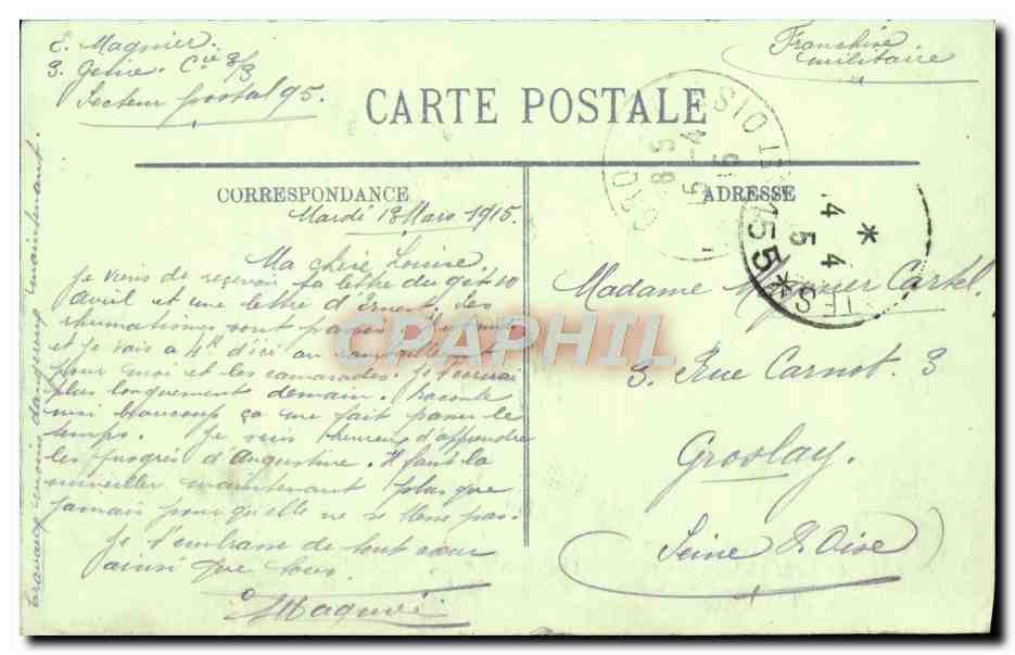 CPA Le crime de Reims Rue Legendre Maisons incendiees et bombardees Militaria  — Verso