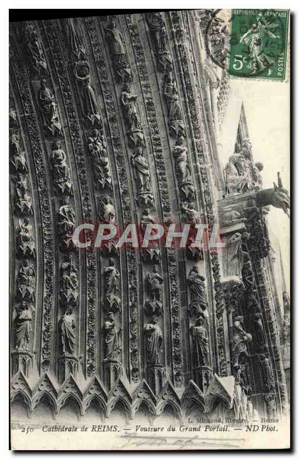 Cathédrale de Reims — Voussure du Grand Portail — L. Michaud, Rue des Pêcheurs, Reims