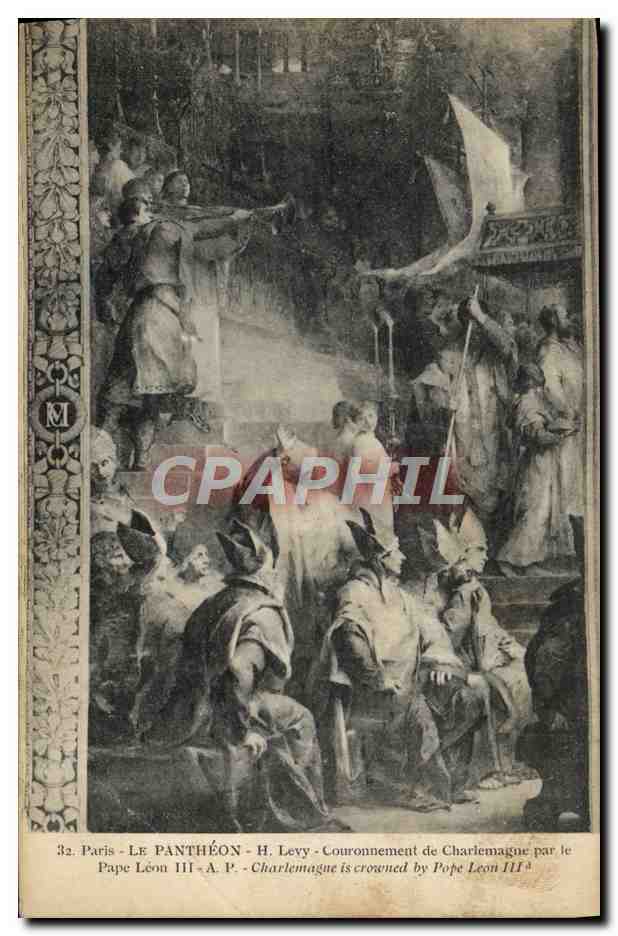 CPA Paris Le Pantheon Levy Couronnement de Charlemagne par le Pape leon III