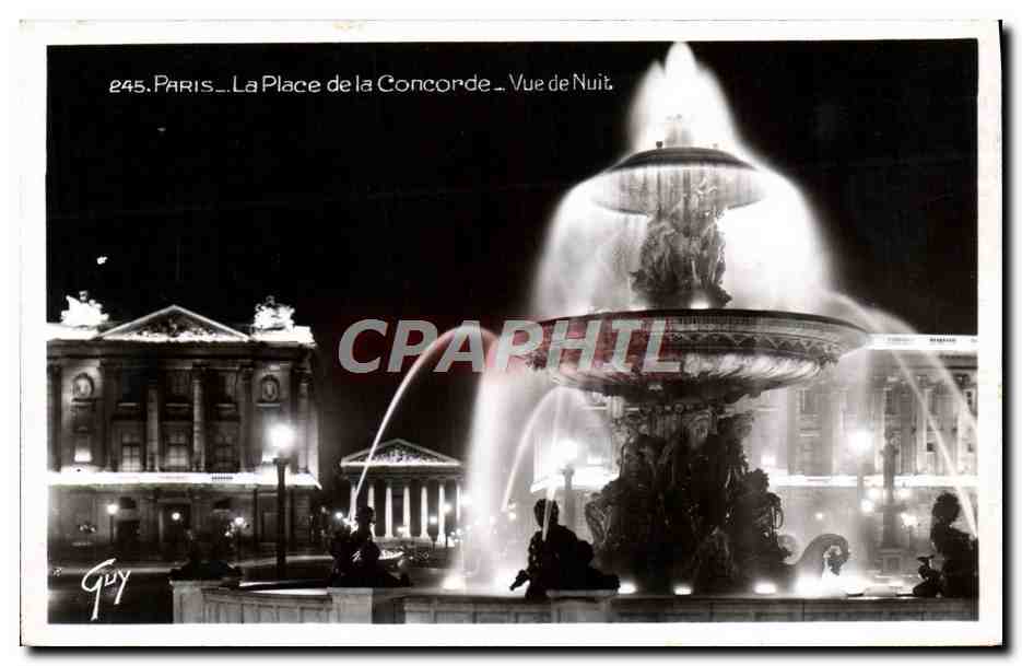 CPA Paris La Place De La Concorde Vue De Nuit