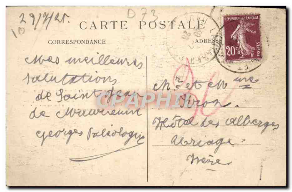 CPA Savoie Excusions De St Jean De Maurienne Par La Vallee des Arves de la Chambre par la vallee des Villards — Rückseite