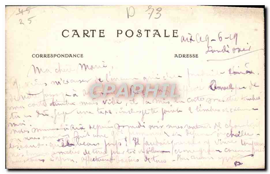 CPA Aix Les Bains Le Grand Port — Rückseite