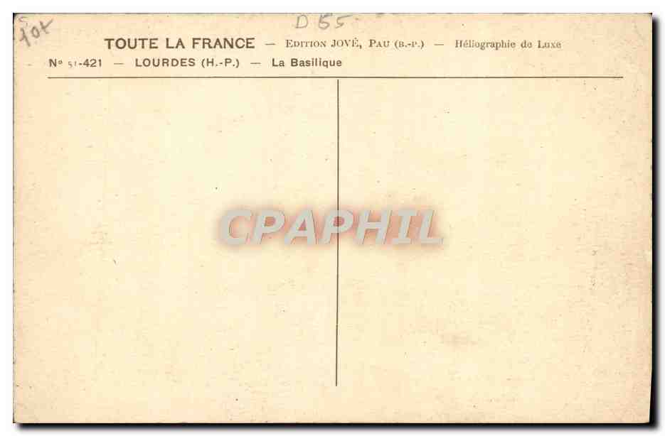 CPA Lourdes La Basilique — Verso