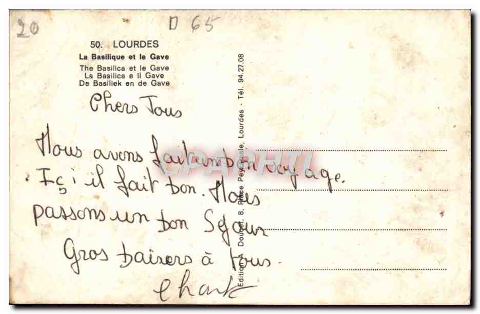 CPA Lourdes La Basilique Et Le Gave — Verso
