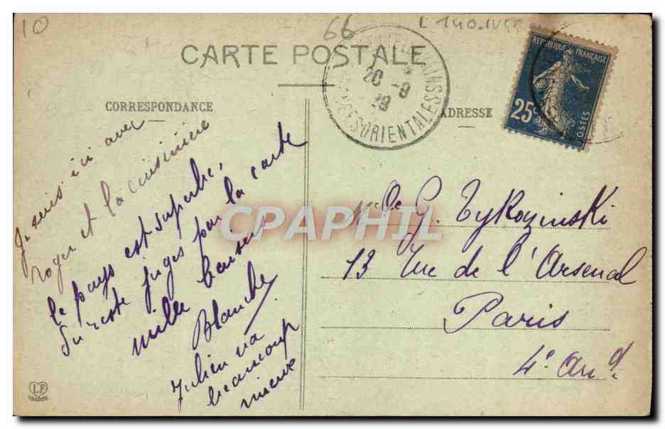 CPA Amelie Les Bains Cancade Du Canal De Moudony — Rückseite