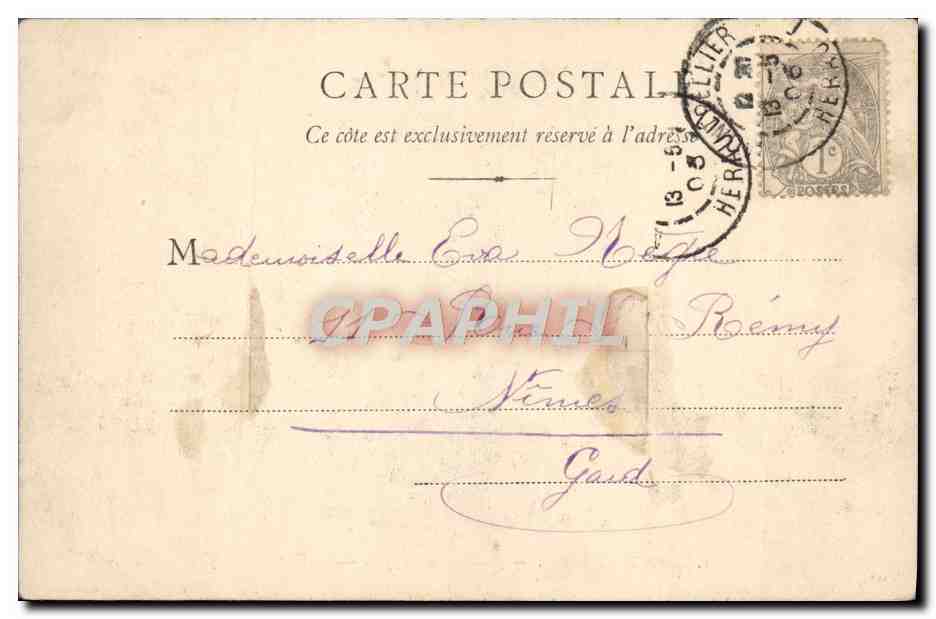 CPA Montpellier Jardin Du Peyrou Chateau D'Eau — Rückseite