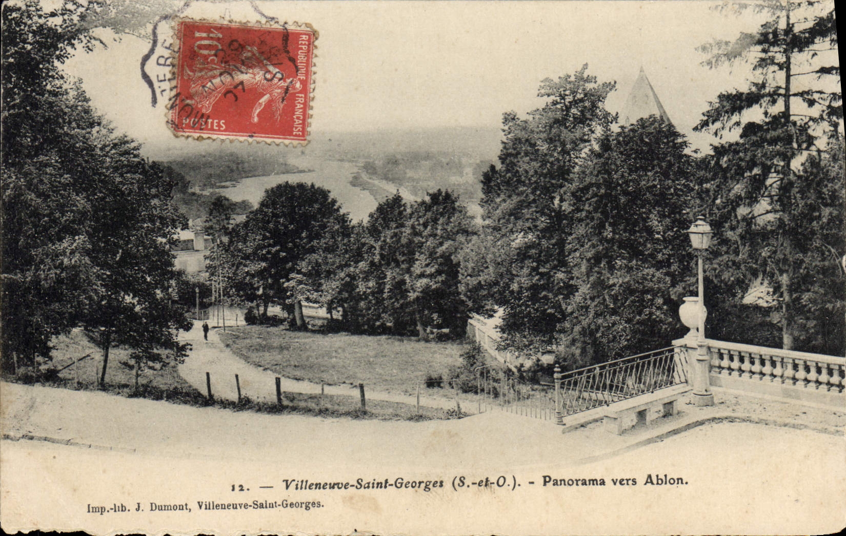 Antike Ansichtskarte Blick auf Villeneuve Saint Georges Panorama Richtung Ablon