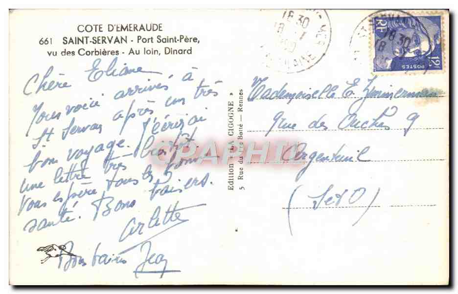 Saint-Servan - Port Saint-Père, vu des Corbières - Dinard — Édition La Cigogne, n°661 — Reverso