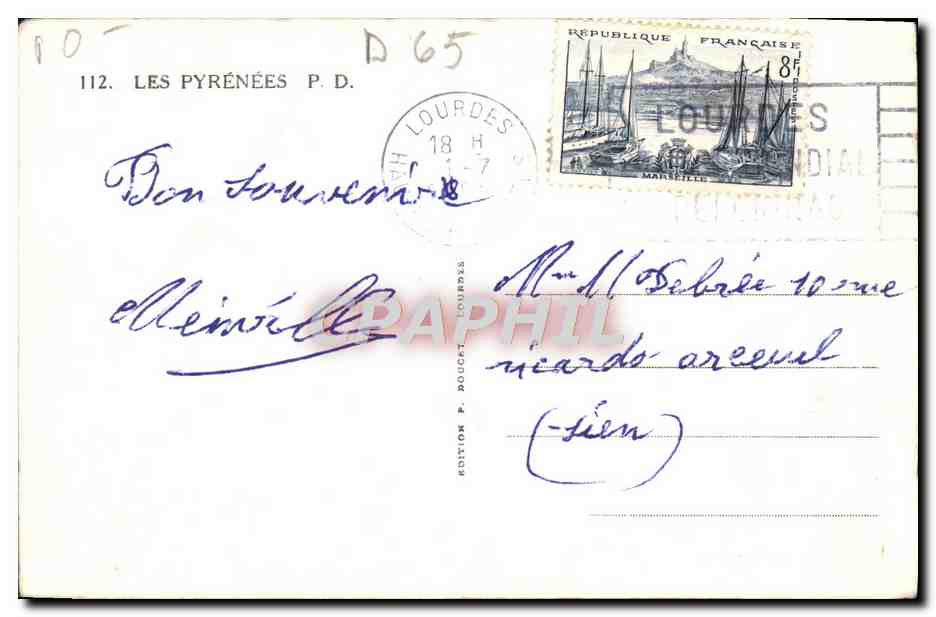 CPA Souvenir De Mom Excursion Aux Pyrenees Lourdes Cauterets Pont d'Espagne — Rückseite