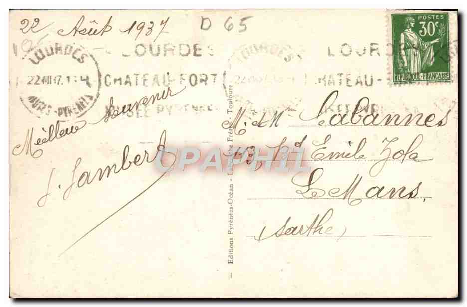 CPA Lourdes la Crotte Et La Basilique — Verso