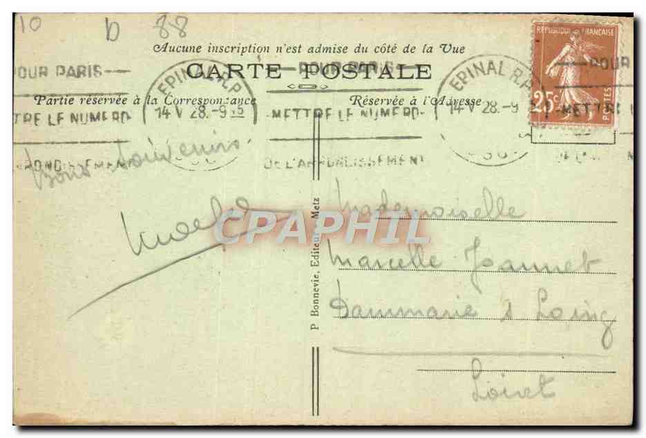 CPA Epinal Vue Sur La Moselle — Rückseite