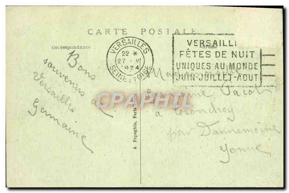 CPA Versailles Le Parc Bassin De Latone — Verso